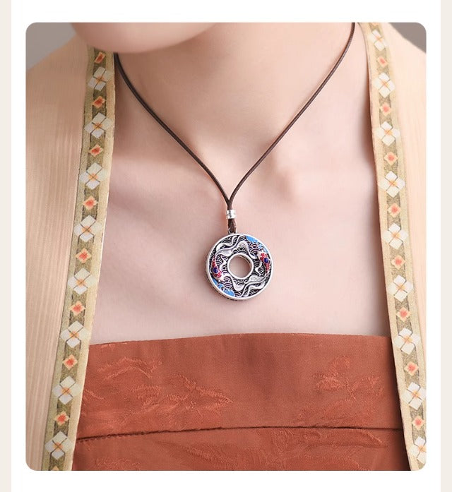Cloisonné Peace Pendant - Pure Silver 999