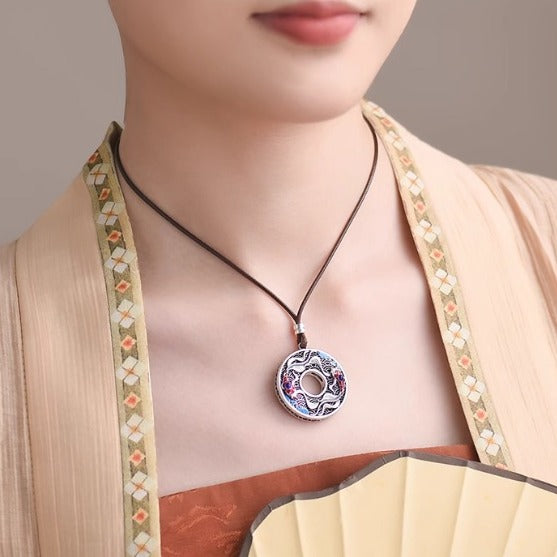 Cloisonné Peace Pendant - Pure Silver 999