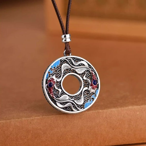 Cloisonné Peace Pendant - Pure Silver 999