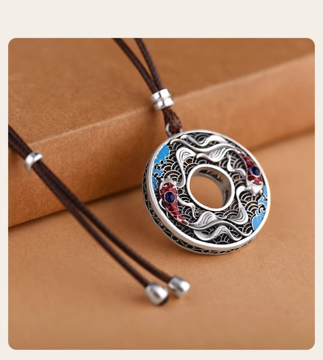 Cloisonné Peace Pendant - Pure Silver 999