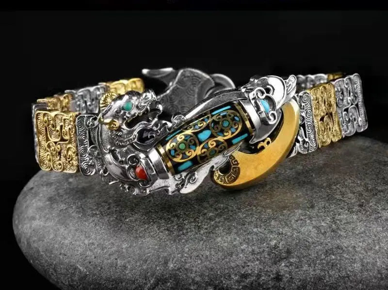 Tsinglong-Dzi Bead Pixiu Bracelet for Good Luck and Prosperity - Image #3