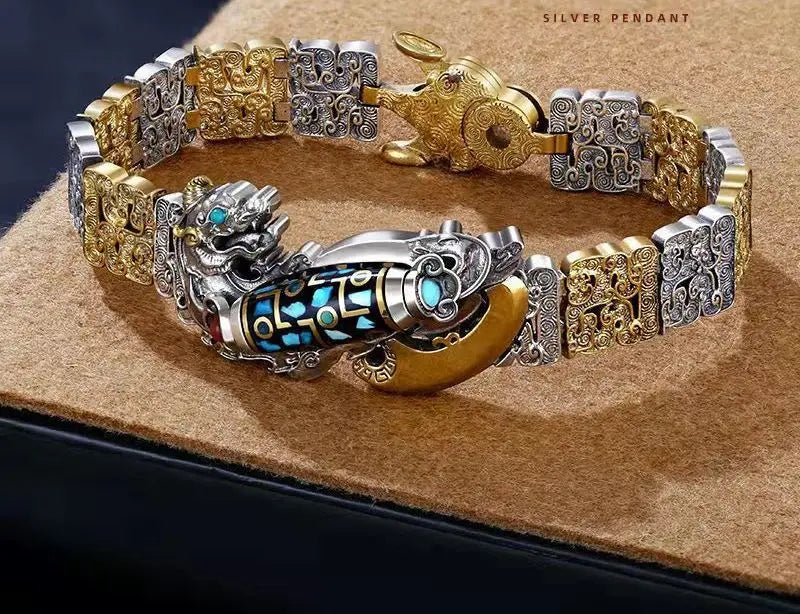 Tsinglong-Dzi Bead Pixiu Bracelet for Good Luck and Prosperity - Image #2