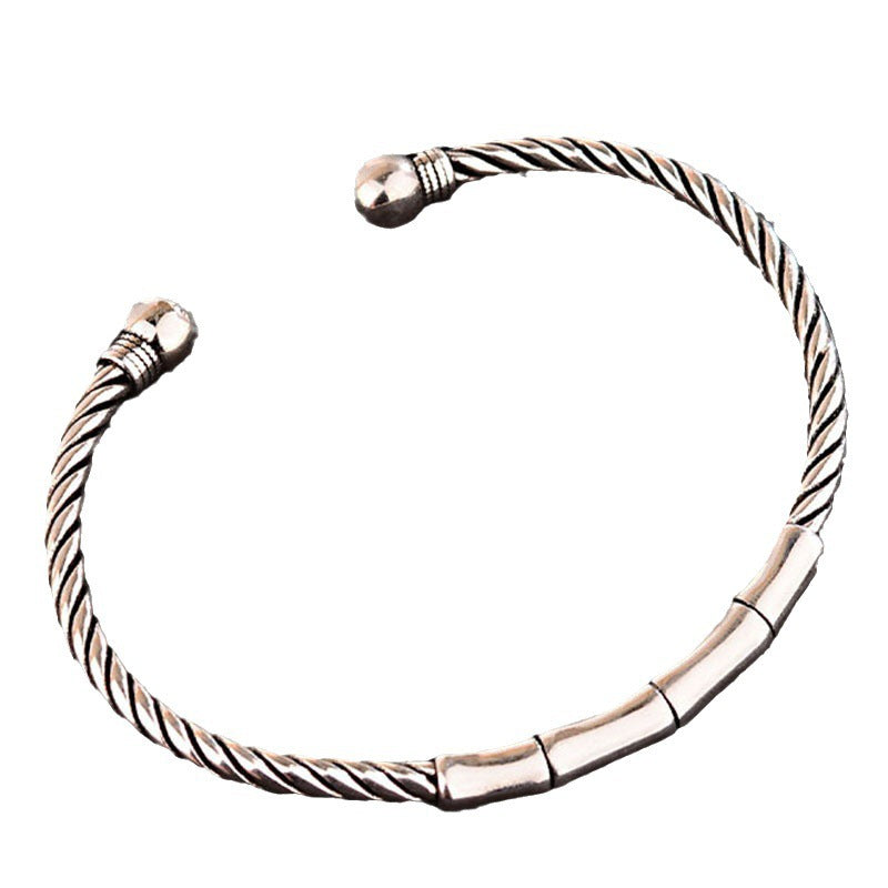 Tsinglong-Antiqued Chinese-Style Bamboo Knot Bangle