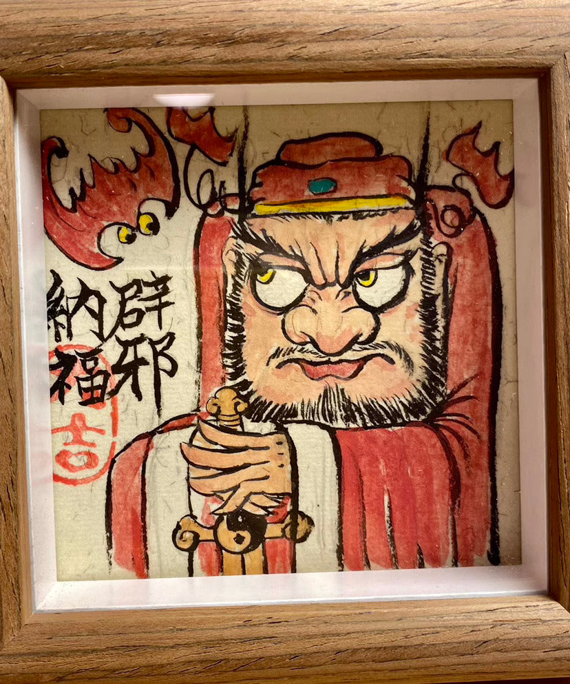 Completely Hand-Painted Zhong Kui Protective Wall Art No. 006 – A Unique Guardian for Your Home