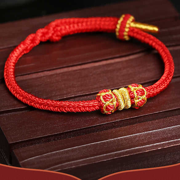 Tsinglong-Braided Rope-Double Victory Red Bracelet