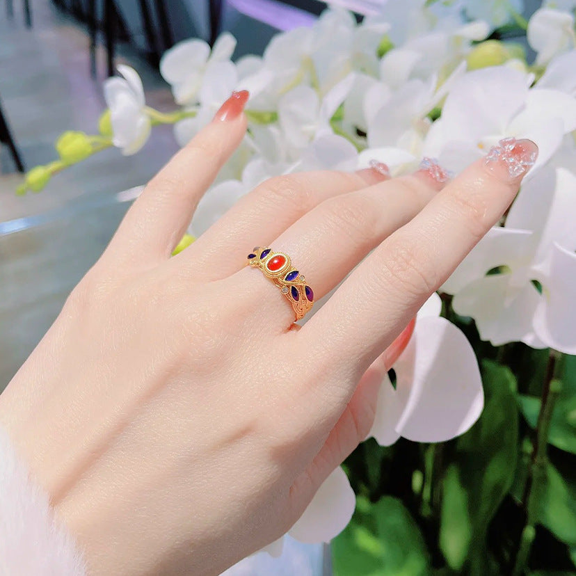 Tsinglong-Dragon and Phoenix Vine Ring