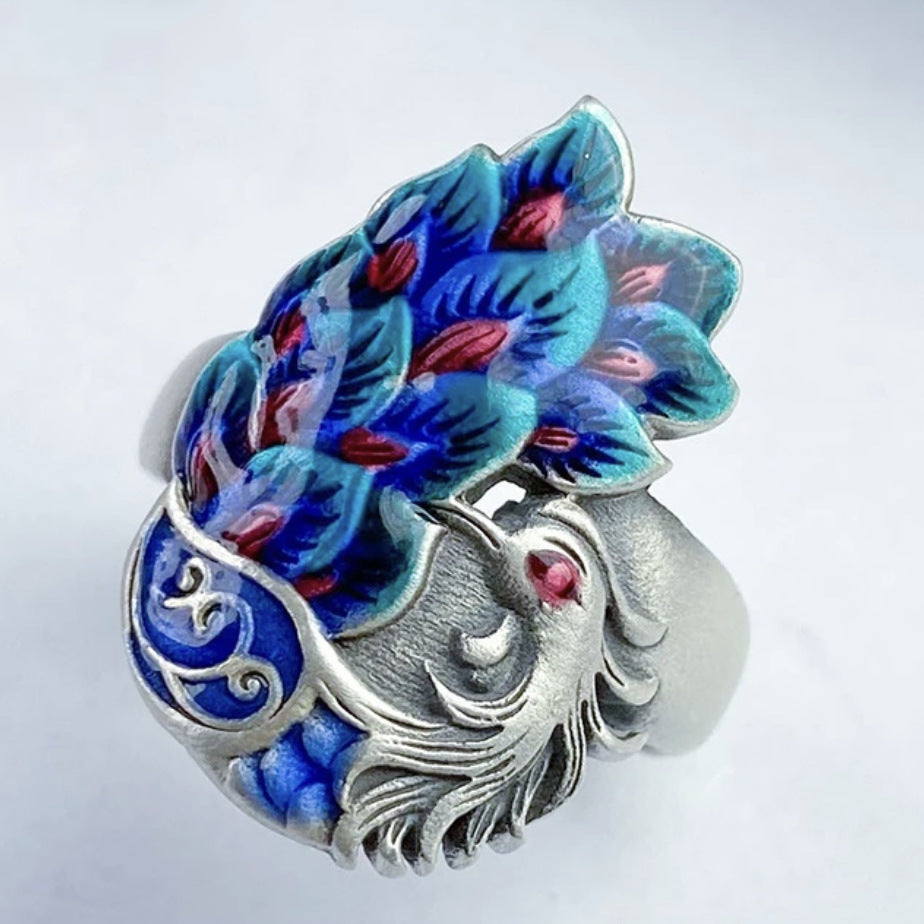 Tsinglong-Enamel Phoenix Ring