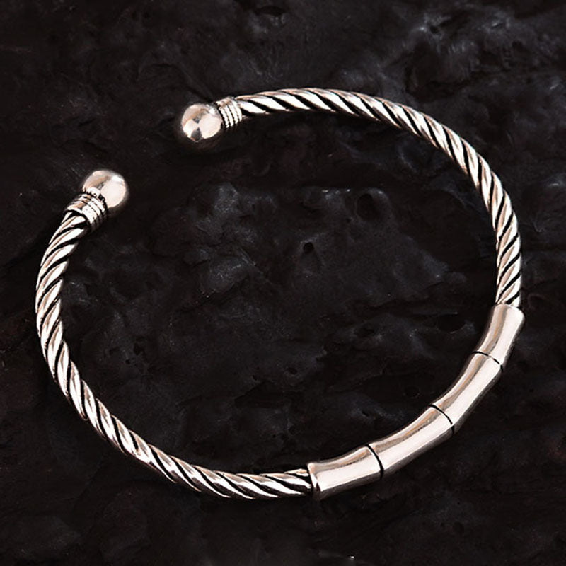 Tsinglong-Antiqued Chinese-Style Bamboo Knot Bangle