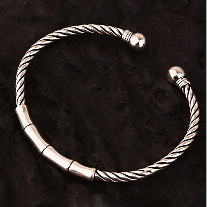 Tsinglong-Antiqued Chinese-Style Bamboo Knot Bangle