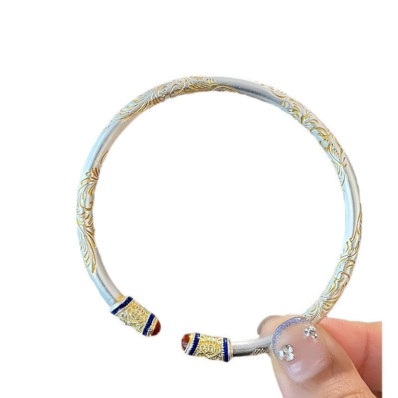 Tsinglong-Embroidered Auspicious Words Tang Grass Pattern Bangle