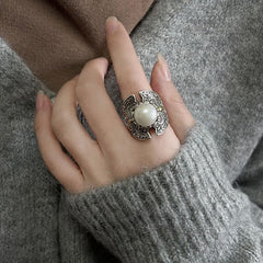 Tsinglong-Relief Carved Tang Style Scroll Ring