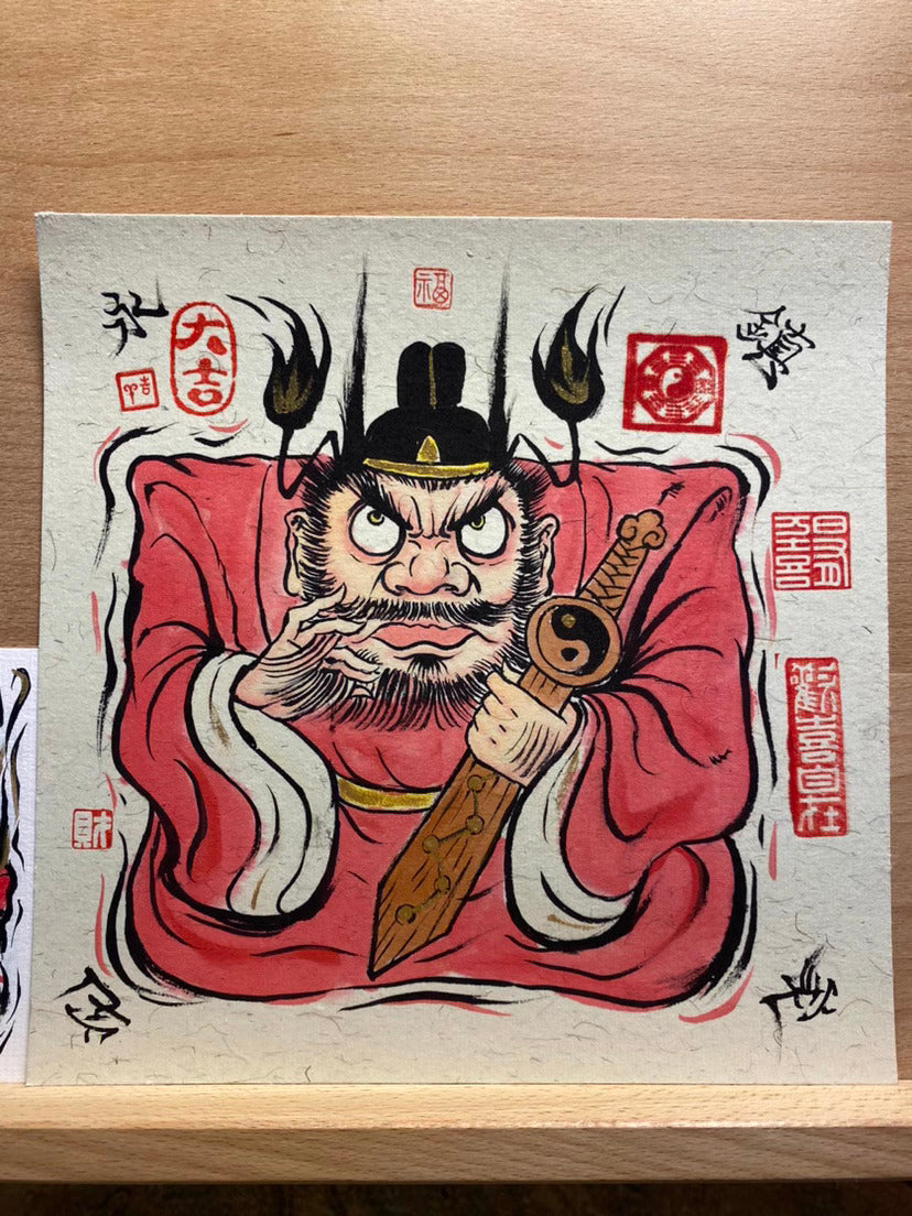 Completely Hand-Painted Zhong Kui Protective Wall Art No. 007 – A Unique Guardian for Your Home