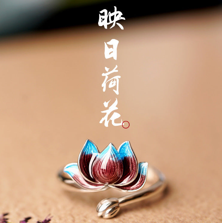 Tsinglong-Enamel Cloisonn¨¦ Lotus Ring