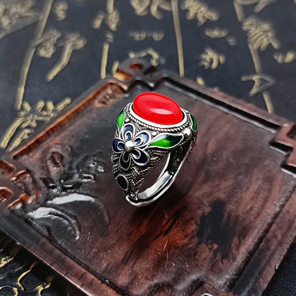 Tsinglong-Lotus Wire Enamel Ring