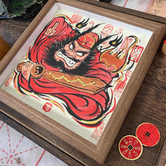 Completely Hand-Painted Zhong Kui Protective Wall Art No. 001 – A Unique Guardian for Your Home