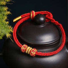 Tsinglong-Braided Rope-Double Victory Red Bracelet