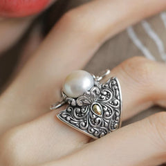 Tsinglong-Relief Carved Tang Style Scroll Ring