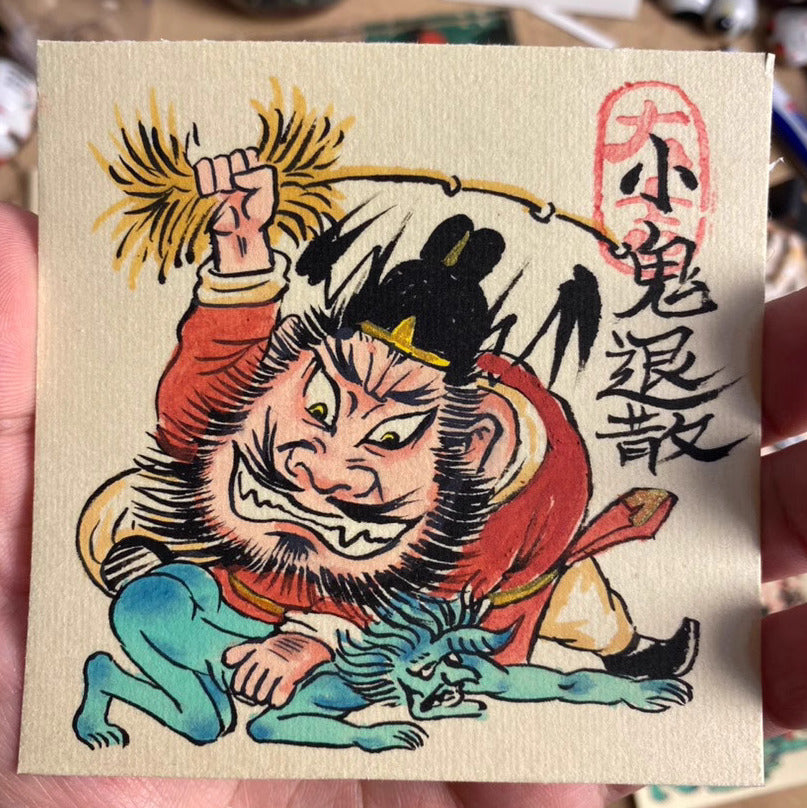 Completely Hand-Painted Zhong Kui Protective Wall Art No. 002 – A Unique Guardian for Your Home