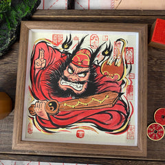 Completely Hand-Painted Zhong Kui Protective Wall Art No. 001 – A Unique Guardian for Your Home