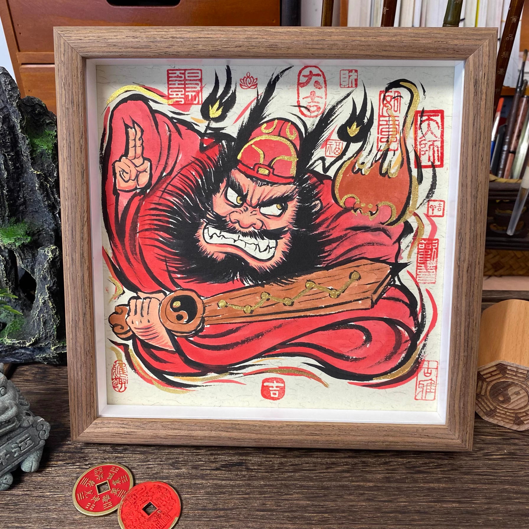 Completely Hand-Painted Zhong Kui Protective Wall Art No. 001 – A Unique Guardian for Your Home