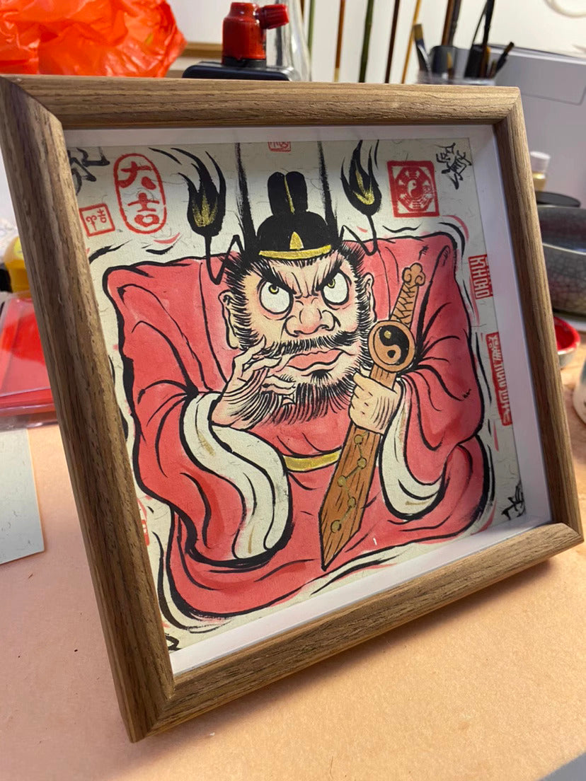 Completely Hand-Painted Zhong Kui Protective Wall Art No. 007 – A Unique Guardian for Your Home