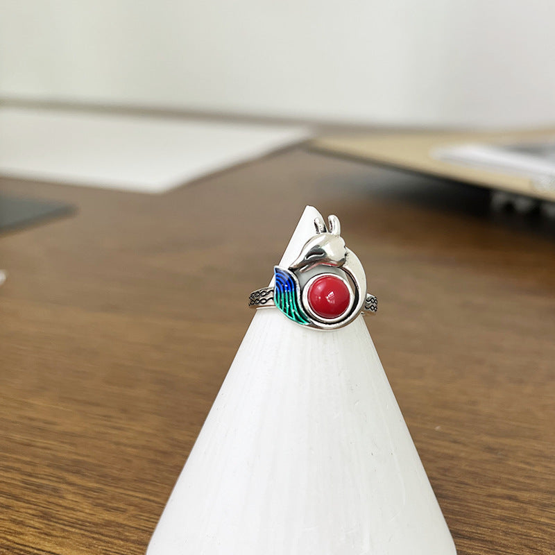 Red Enamel Cloisonné Little Fox Ring