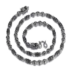 Tsinglong-Six-Word Mantra Street Style Double Dragon Head Necklace