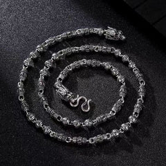 Tsinglong-Six-Word Mantra Street Style Double Dragon Head Necklace