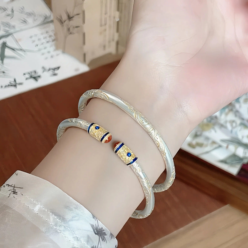 Tsinglong-Embroidered Auspicious Words Tang Grass Pattern Bangle