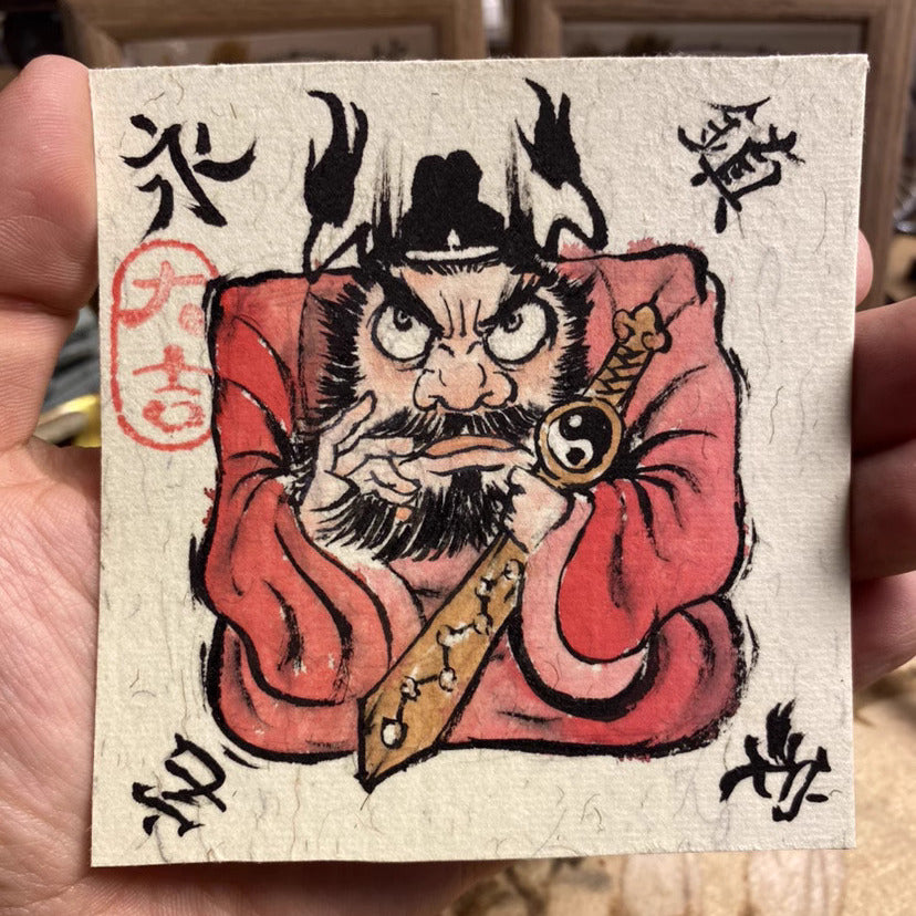 Completely Hand-Painted Zhong Kui Protective Wall Art No. 005 – A Unique Guardian for Your Home