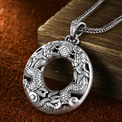 Tsinglong-Double Dragon Play with Pearl Pendant with Two Different Designs