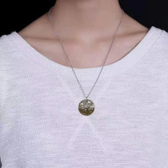 Tsinglong-Solid Round Pendant with Lotus Flower