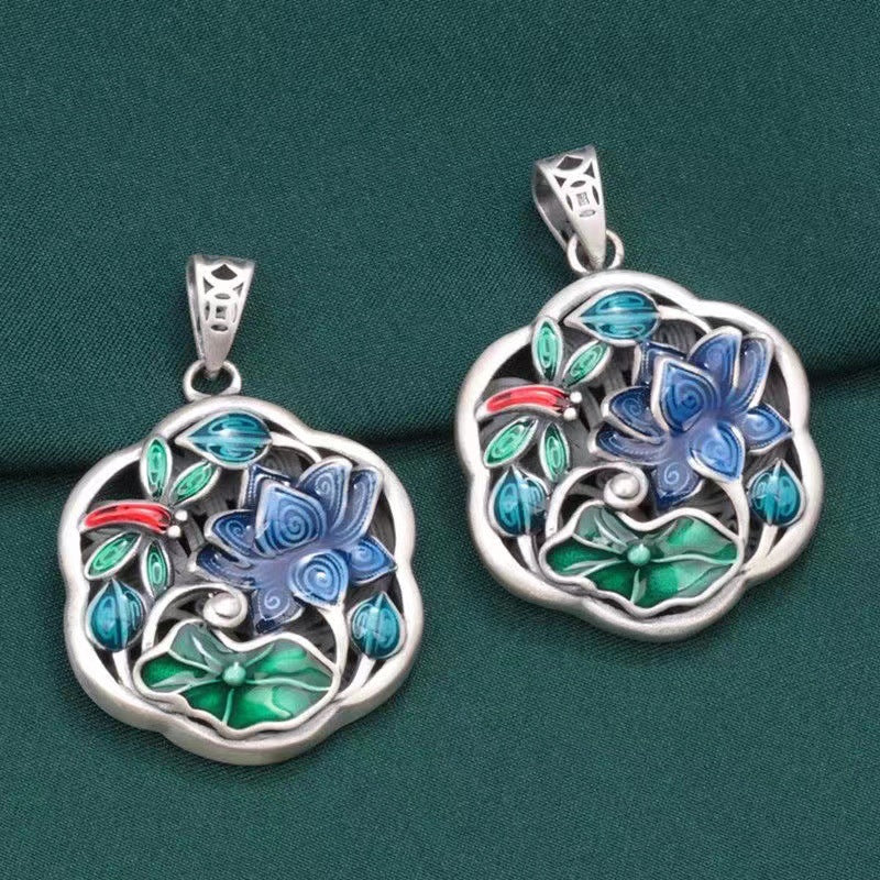 Tsinglong-Lotus Leaf and Dragonfly Pendant