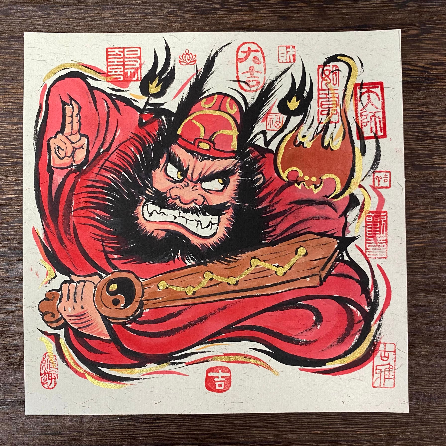 Completely Hand-Painted Zhong Kui Protective Wall Art No. 001 – A Unique Guardian for Your Home