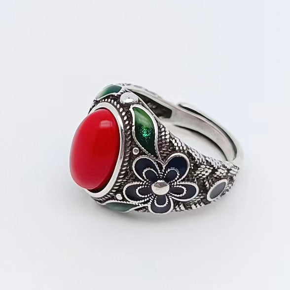 Tsinglong-Lotus Wire Enamel Ring
