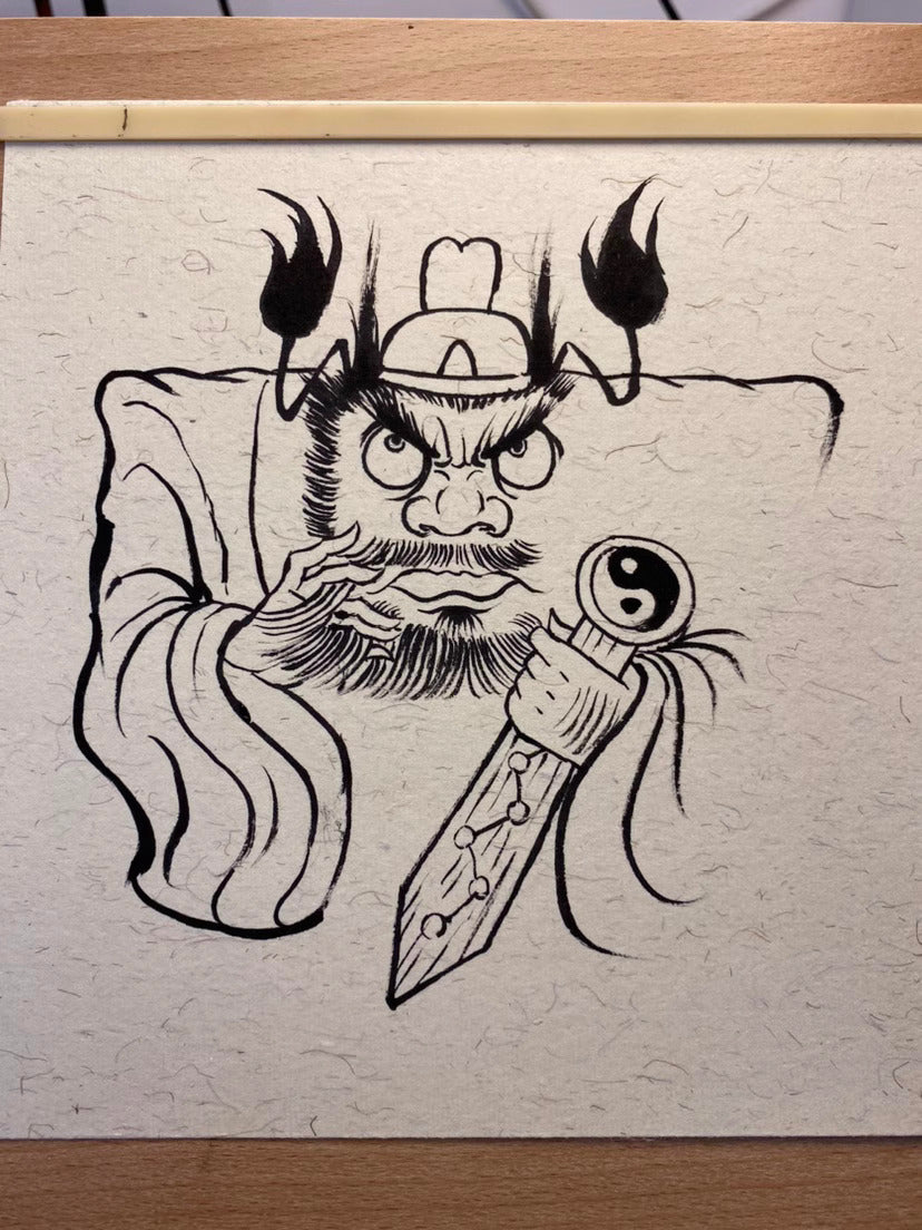 Completely Hand-Painted Zhong Kui Protective Wall Art No. 007 – A Unique Guardian for Your Home