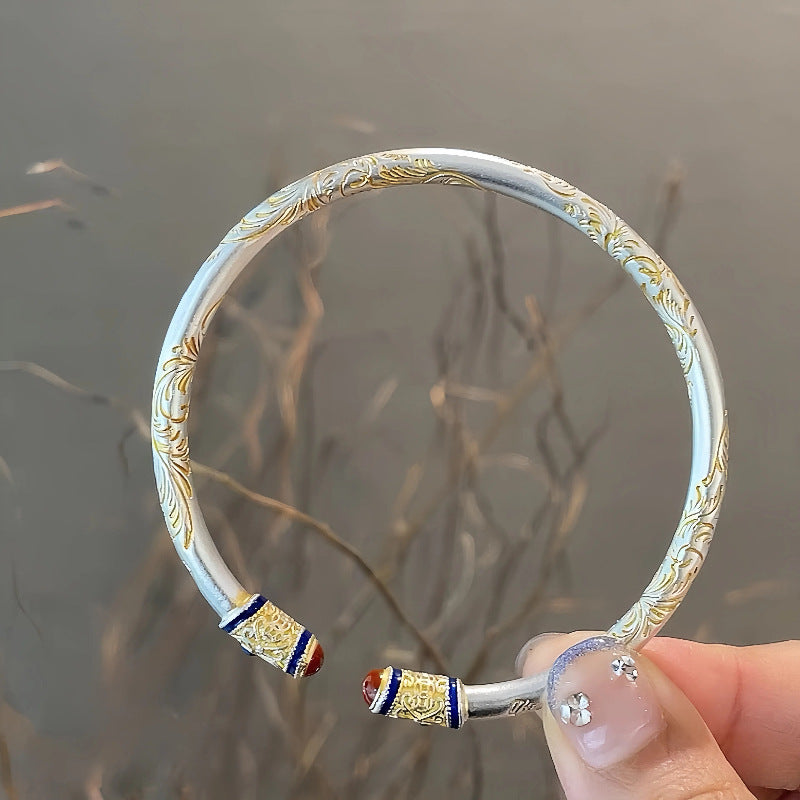 Tsinglong-Embroidered Auspicious Words Tang Grass Pattern Bangle