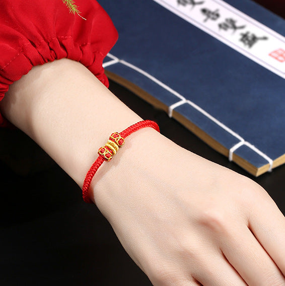Tsinglong-Braided Rope-Double Victory Red Bracelet