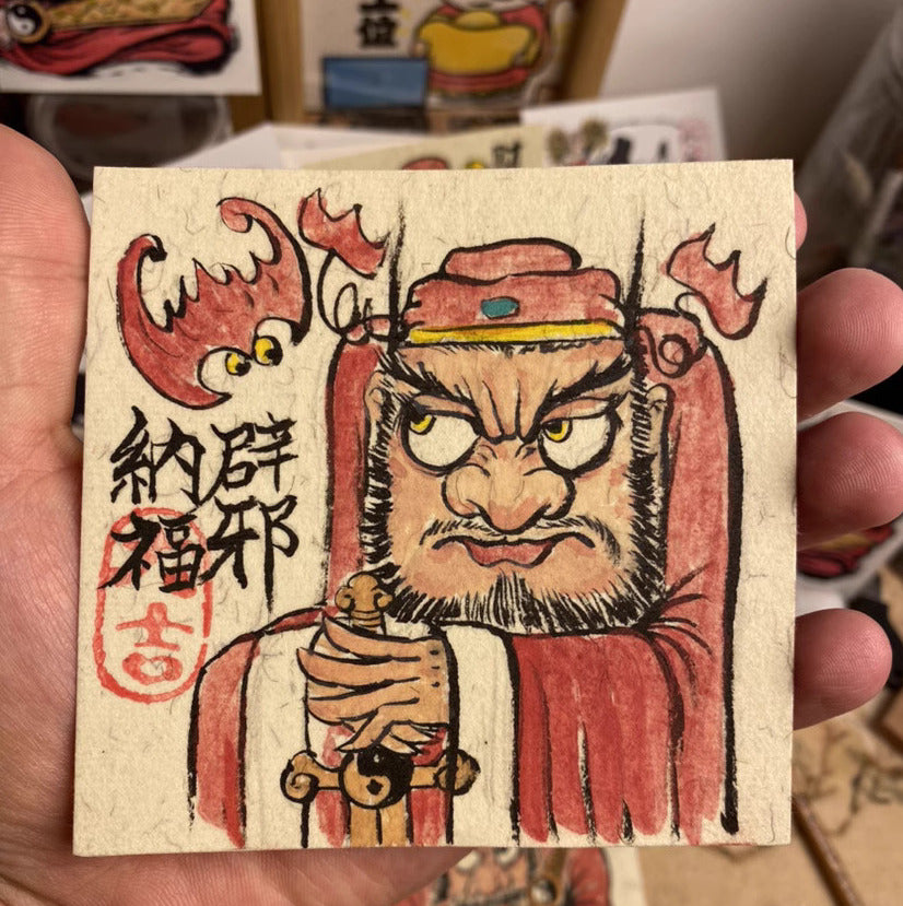 Completely Hand-Painted Zhong Kui Protective Wall Art No. 006 – A Unique Guardian for Your Home