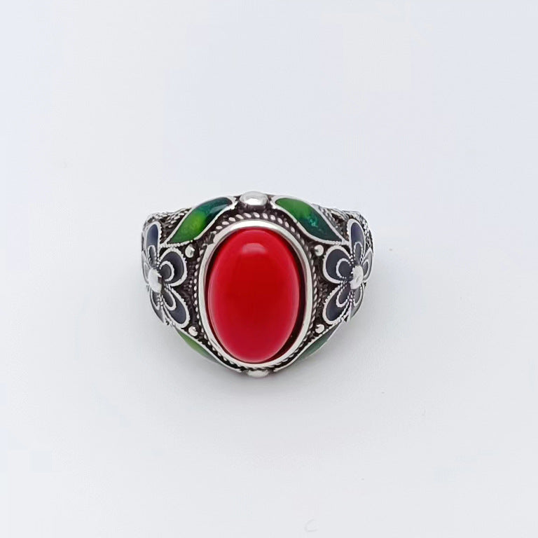Tsinglong-Lotus Wire Enamel Ring