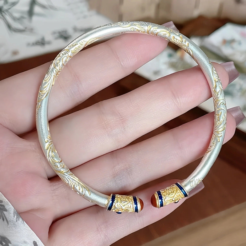 Tsinglong-Embroidered Auspicious Words Tang Grass Pattern Bangle
