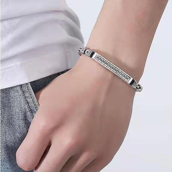 Tsinglong-Vintage Dragon Bone and Peace Pattern Woven Bracelet