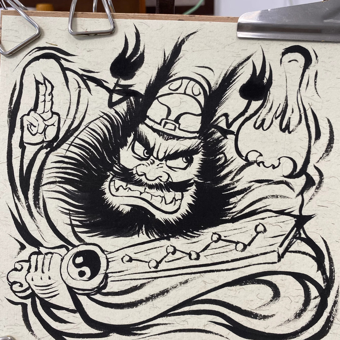 Completely Hand-Painted Zhong Kui Protective Wall Art No. 001 – A Unique Guardian for Your Home