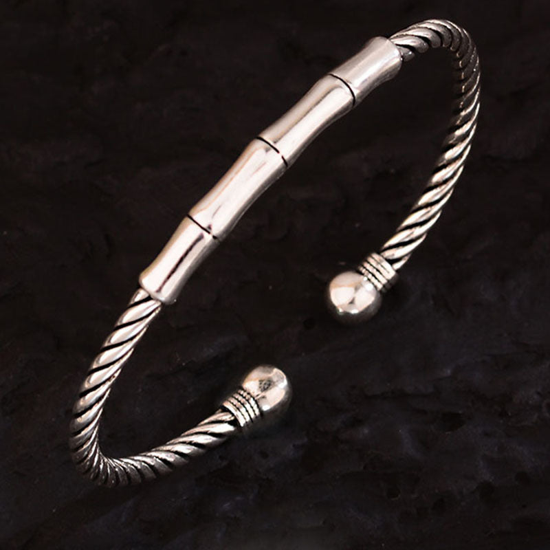 Tsinglong-Antiqued Chinese-Style Bamboo Knot Bangle