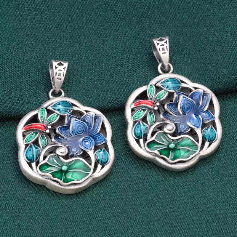 Tsinglong-Lotus Leaf and Dragonfly Pendant