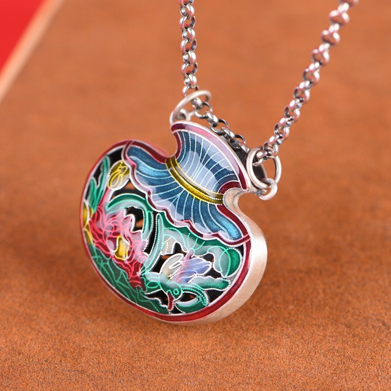 Tsinglong-Goldfish Lotus and Ingot Vase Pendant