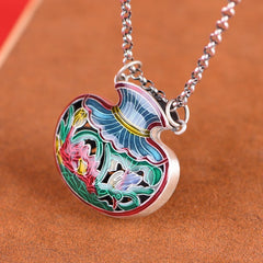 Tsinglong-Goldfish Lotus and Ingot Vase Pendant