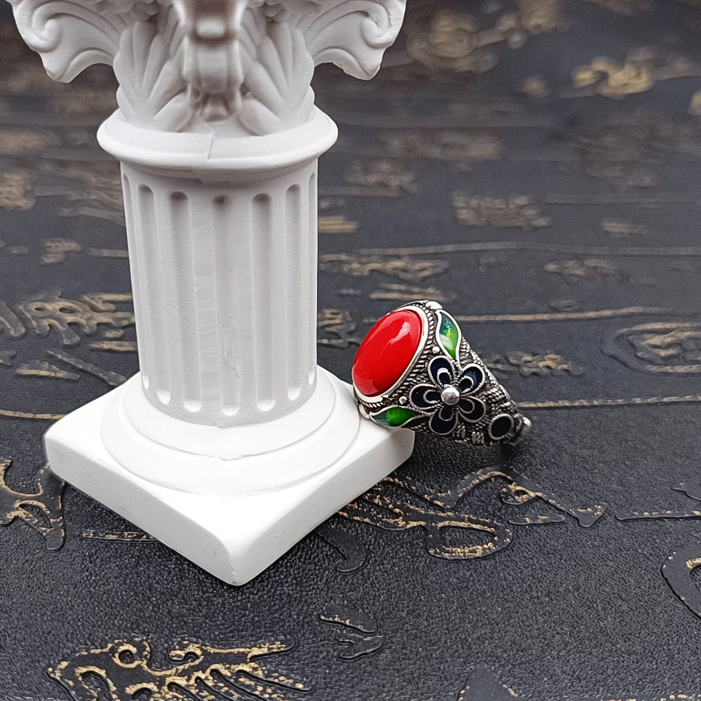 Tsinglong-Lotus Wire Enamel Ring