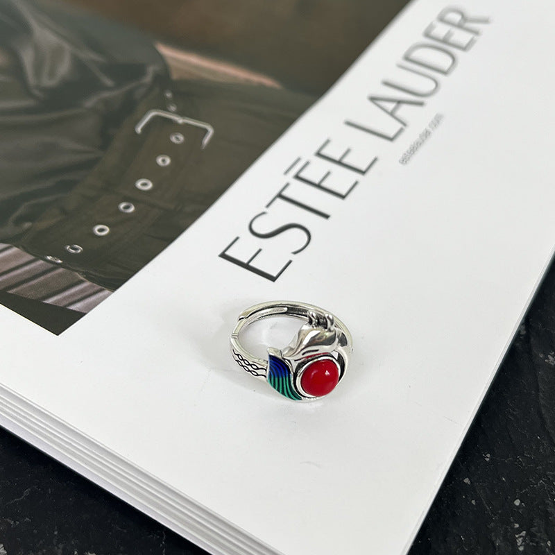 Red Enamel Cloisonné Little Fox Ring