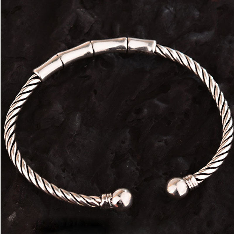 Tsinglong-Antiqued Chinese-Style Bamboo Knot Bangle